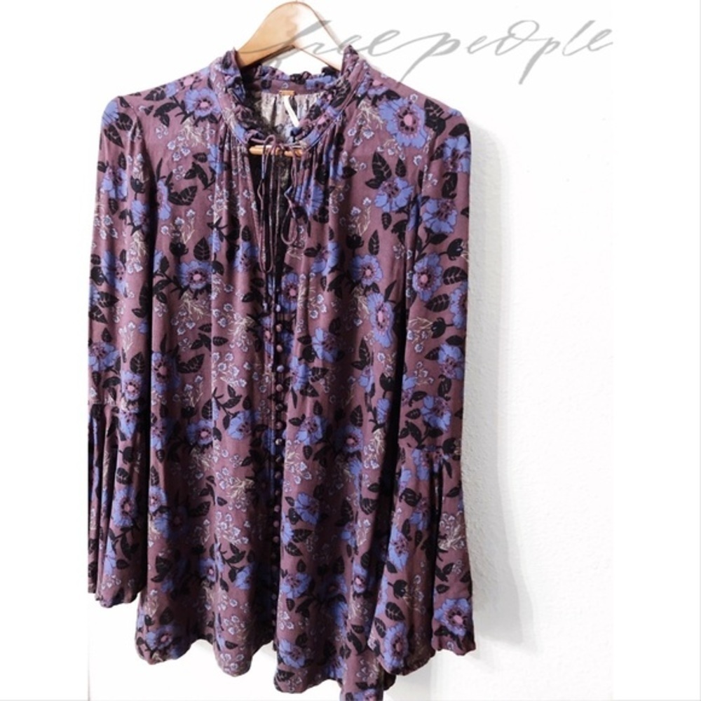 Free People floral mock neck tunic NWOT - Picture 2 of 8